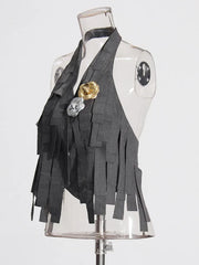 Halter Neck Tassel Vest