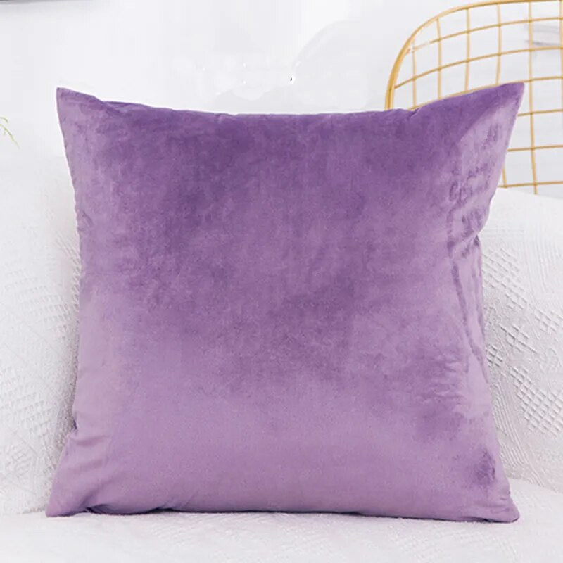 45x45cm Solid Color Luxury Velvet Throw Pillow Case Sofa Car Seat/Back Lumbar Cushion Cover Home Decor Bed Soft Pillowcase