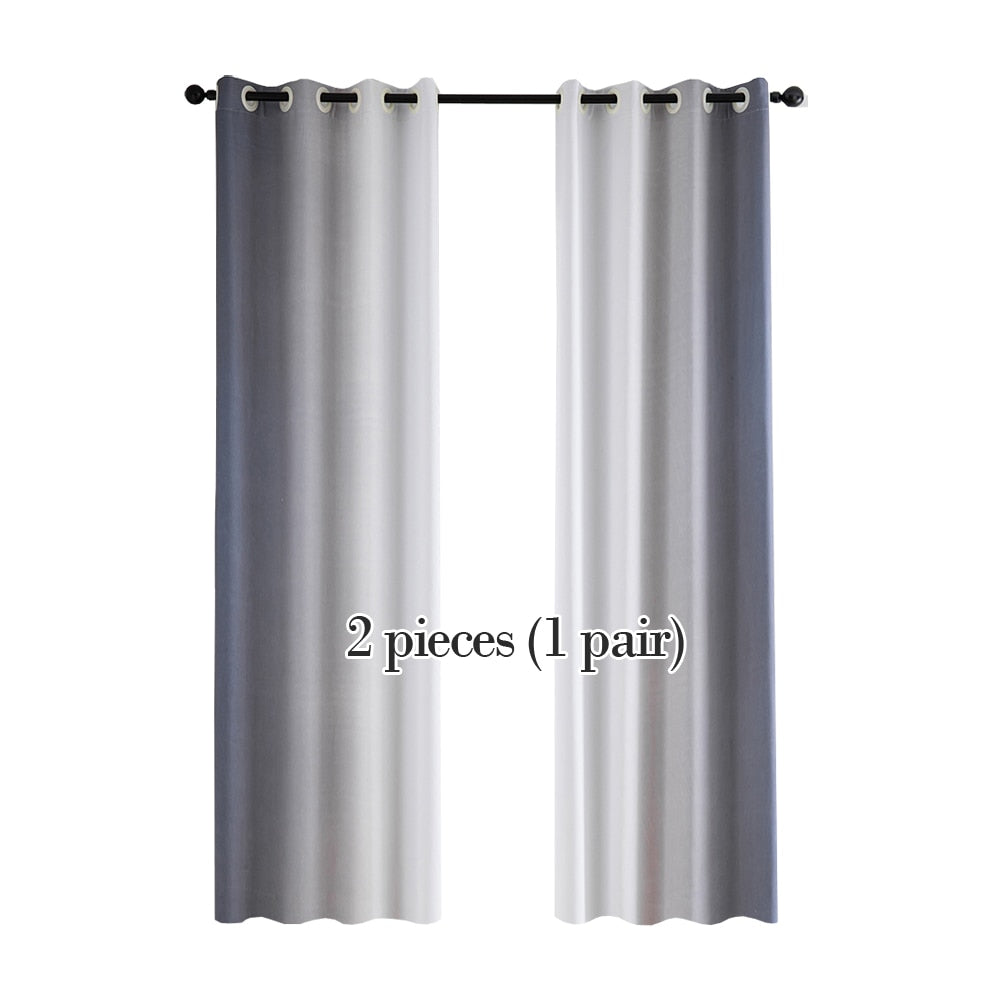 2 Pcs Gradient Color Balckout Curtains for Bedroom Living Room Kitchen Modern Curtains Treatment Blinds Custom Made