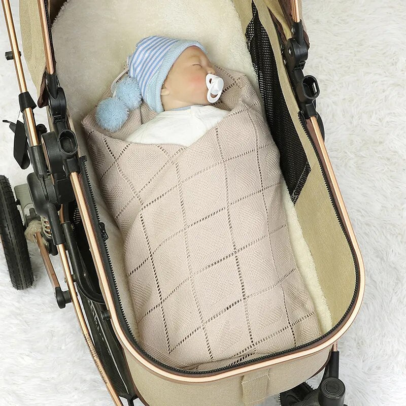 Blankets Knit Newborn Infant Boys Girls Cotton Swaddle Wrap Sleepsack for Stroller Bed 90*70cm Toddler Outdoor Playing Mats