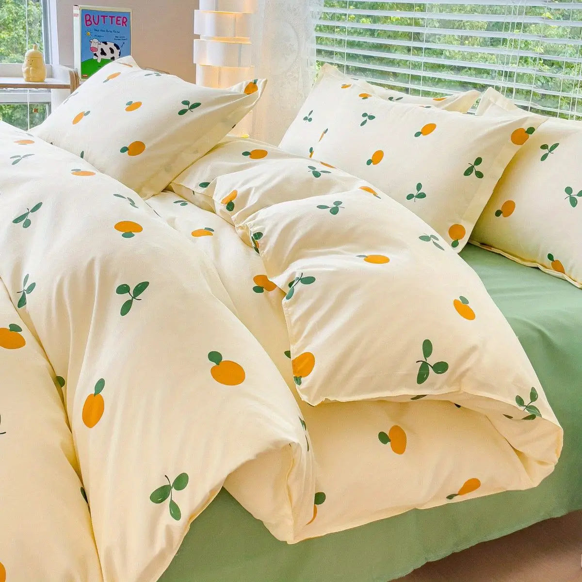 Blue Floral Duvet Cover Set with Pillowcase Bed Sheet No Filler  New Single Double Queen Size Bedding Linens Fashion