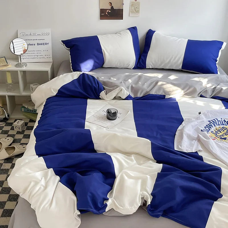 Simple Style Bed Linen Set Skin-friendly Bedsheet Set Pillowcase Brushed Bedclothes Single/Full/Queen/King Size Bedding Set
