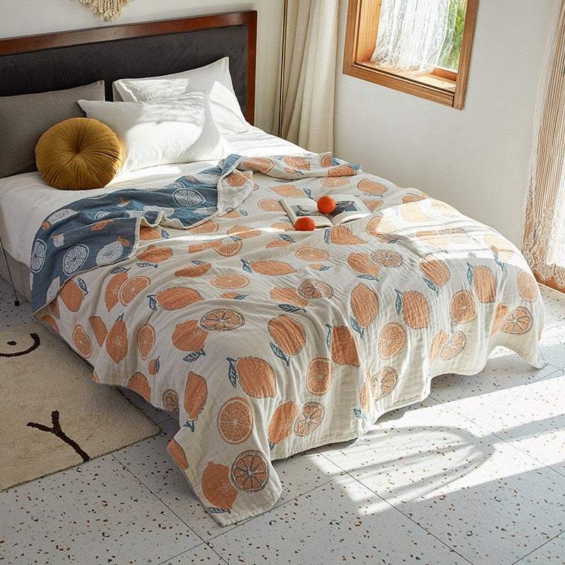 100% Cotton Muslin Bed Cover Breathable Muslin Bedspread Home Textile Adult Kids Jaccquard Sofa Bed Throw Blankets Bedsheet