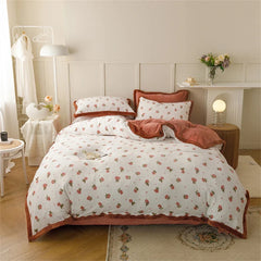 Milk Velvet Bedding Set Thicken Bound Edge High Weight Winter Warm Four Piece Set Quilt Cover Bed Linen Pillowcase Bedroom Decor