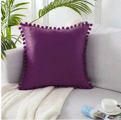 Velvet Cushioncover pillowslip with Ball Soft Decorative Cushion Home Decor for Sofa Set Bedroom Pillowcase Blue Pink Pillow