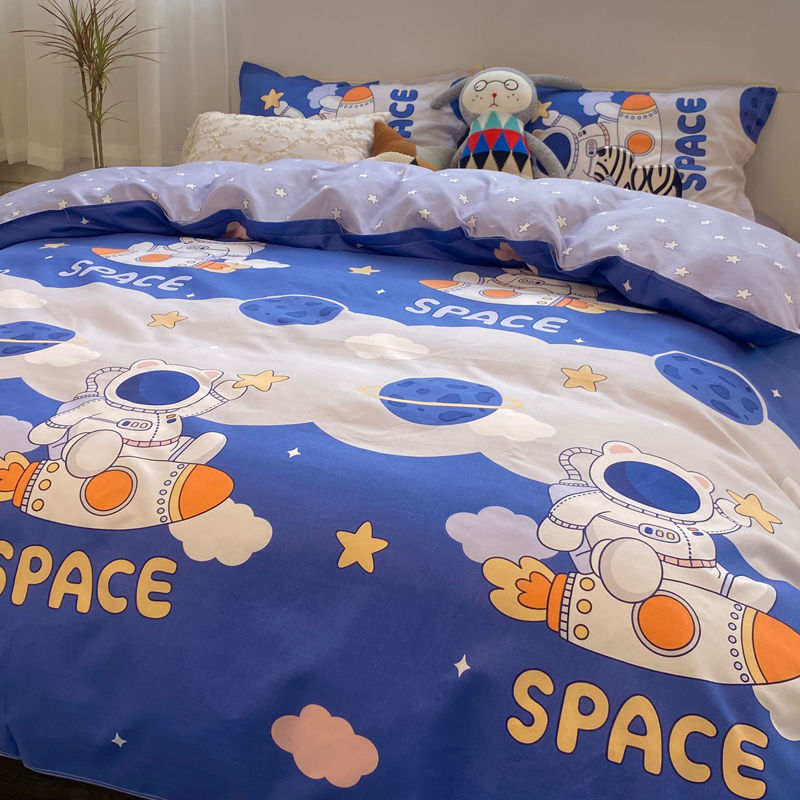 Boys Girls Bedding Set Fashion Adult Children Bed Linen Duvet Quilt Cover Pillowcase Cute Cartoon Bear Polyester Flat Sheets