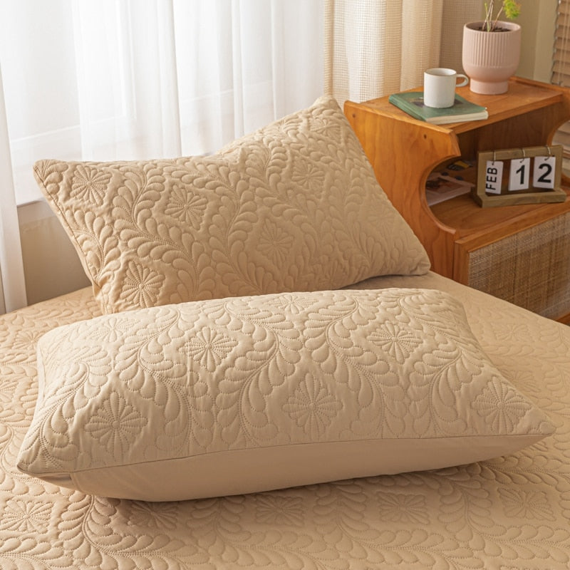1 pc Waterproof Quilted Pillowcase Solid Color Pillow Cover Case 48x74cm Pillowsham