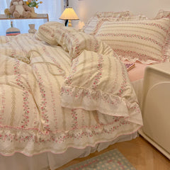 Fresh Botanical Floral Bedding Set for Kids and Adults, Leaves, Flower Duvet Cover, Pillowcases, Soft Washed Cotton, Home Textil