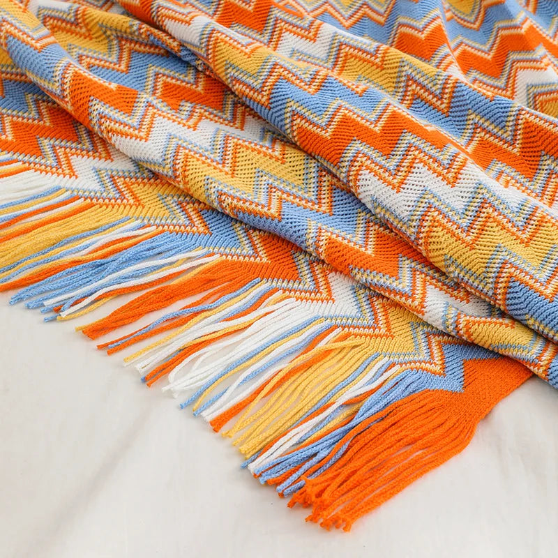 Bohemian Blanket Sofa Cover Geometric Knitted Slipcover for Couch Chair Bed Plaid Boho Decorative Blanket Cobertor Manta Deken