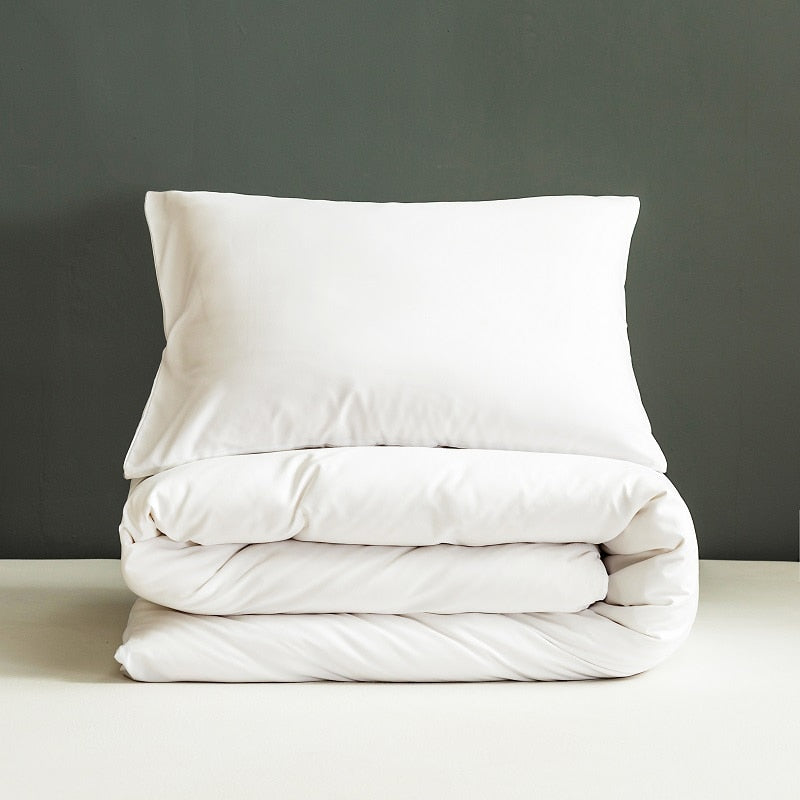 Home Textile Solid Color Duvetcover&2pcs Pillowcase Bed Quilt Cover Bedding Linens Set King 104*90 Inch Queen 90*90 Inch