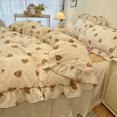 Fresh Botanical Floral Bedding Set for Kids and Adults, Leaves, Flower Duvet Cover, Pillowcases, Soft Washed Cotton, Home Textil