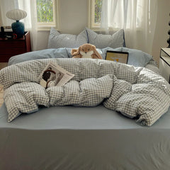 Striped Bedding Set INS Nordic Girls Soft 100% Cotton Bed Sheet Queen King Size Duvet Set Comforter Set Pillowcase Bed Linens