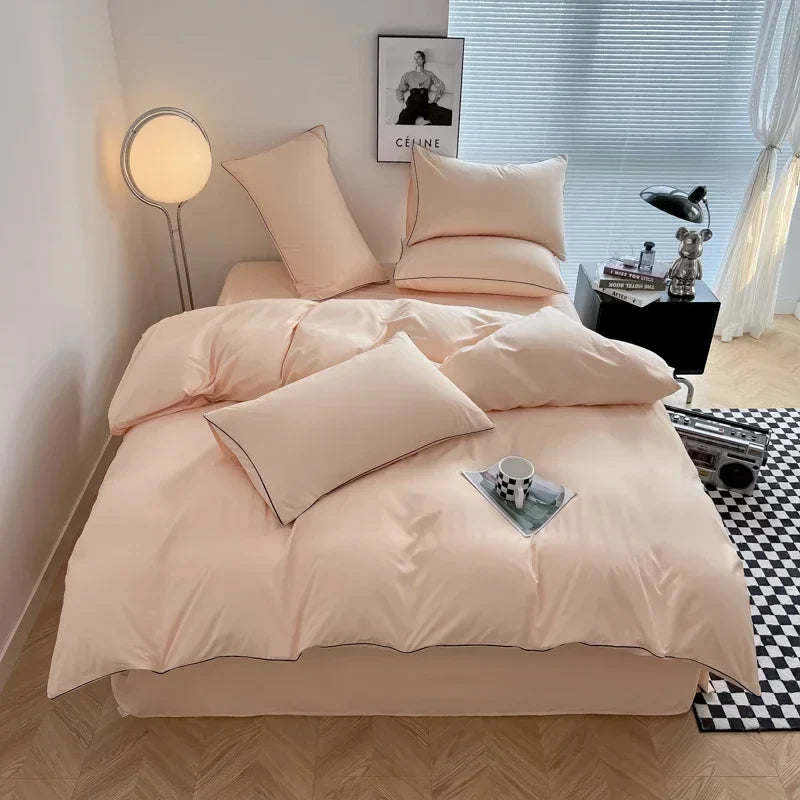 Black Color Bedding Set For Adults Simple Style Double Bed Sheet Sets Single/Queen/king Bed Cover Full Set Plain Bedding