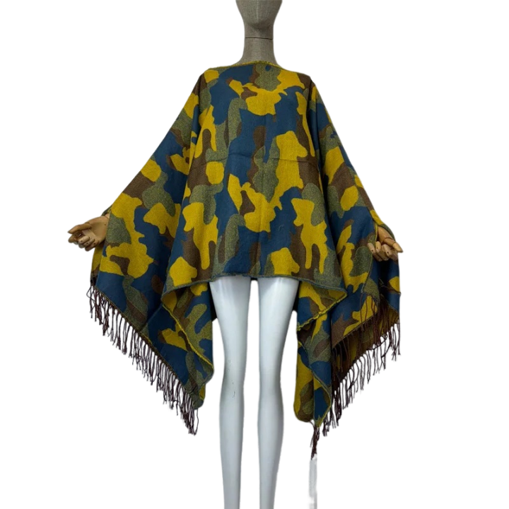 Vibrant Camouflage Poncho Cardigan - WINI