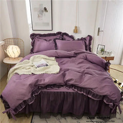 Luxury Princess Bedding Sets Kawaii Bed Skirt Sheet and Pillowcase Bed Comforter Set Girls Duvet Cover 4pcs Set Home Decoration