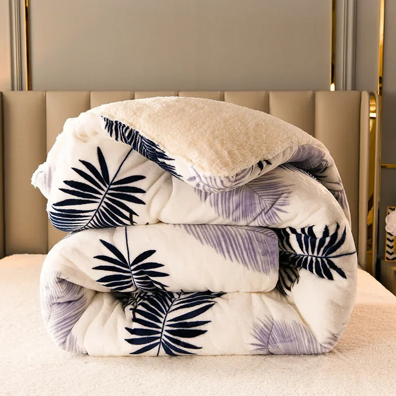 New Snowflake Velvet Warm Printed Winter Quilt Thick Double-sided Velvet with Quilt Core Student Quilt Single Double Quilt