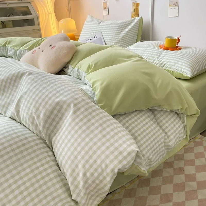 Cherry Cute Bedding Set Flat Sheet Pillowcases No Filler Ins Spring Kids Audlt Single Full Size Home Hotel Bed Linens
