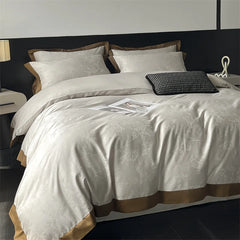 Lyocell Cotton Bed Linens Jacquard Bedding Set Sheet Pillowcase Quilt Cover Ru Queen King Size