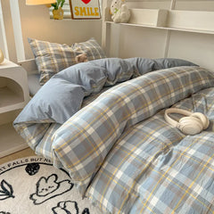 Wash Cotton Bedding Set Duvet Cover Pillowcases Bed Sheet Set Soft Comforter Cover Bed Linens Set Queen King Size Nordic Style