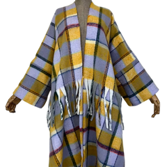 Plaid Long Tassel Cardigan - WINI