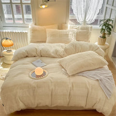 Rabbit Plush Bedding Sets Milk Velvet Warm Four Piece Set Thicken Quilt Cover Bed Linen Pillowcase King Bedroom Decor
