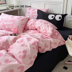 INS Gradient Cream Pink And Green Bedding Sets Streak Flat Sheets Soft Home Textile For Girls Full Size With Pillowcases