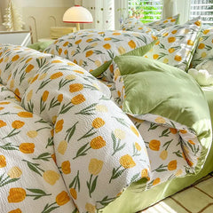 Purple Flower Duvet Cover Set Floral Bedding with Sheet Pillowcase Single Double Bed Quilt Cover for Girls Home Textiles