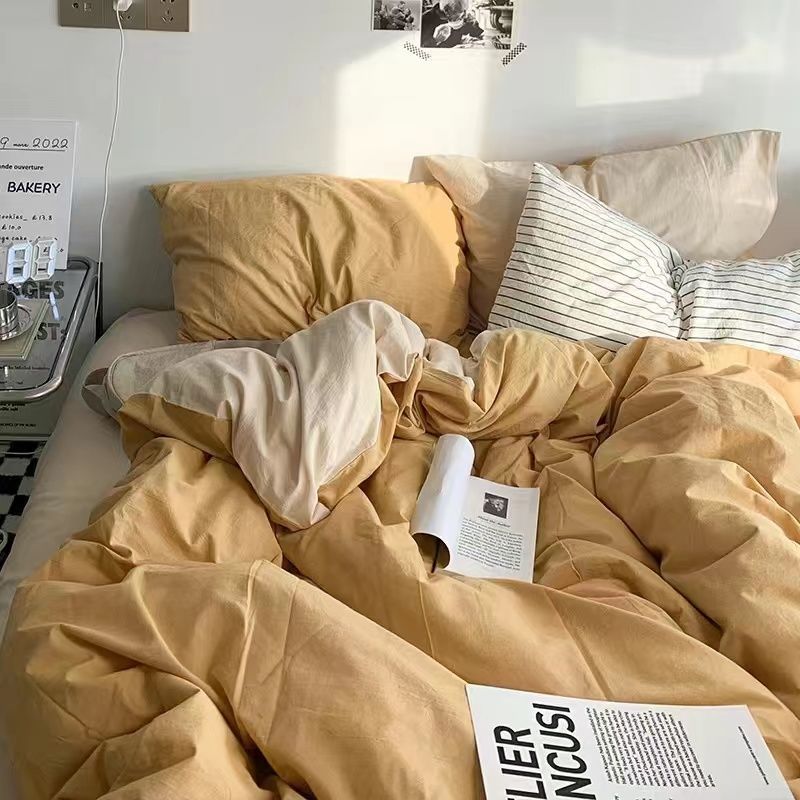 Bedding Set Nordic Single Double Flat Sheet Duvet Cover Pillowcase Soft Microfiber Full Queen Size Bed Linen