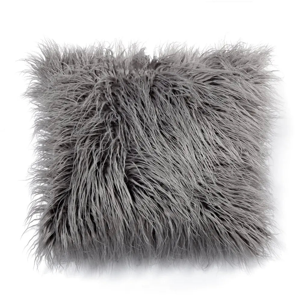 45cm Faux Sheep Fur Cushion Cover Washable Soft Square Pillowcase Furry Plain Fluffy Faux Fur