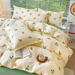 Fashion Duvet Cover Set Korean Ins Style New Flat Sheet Pillowcase No Filler Kids Adult Bedding Kit Twin Queen Bed Linen
