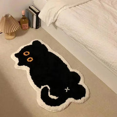 Cute Black Cat Imitation Cashmere Carpet Home Bedroom Bedside Blanket Door Mat Cartoon Ins Living Room Coffee Table Mat