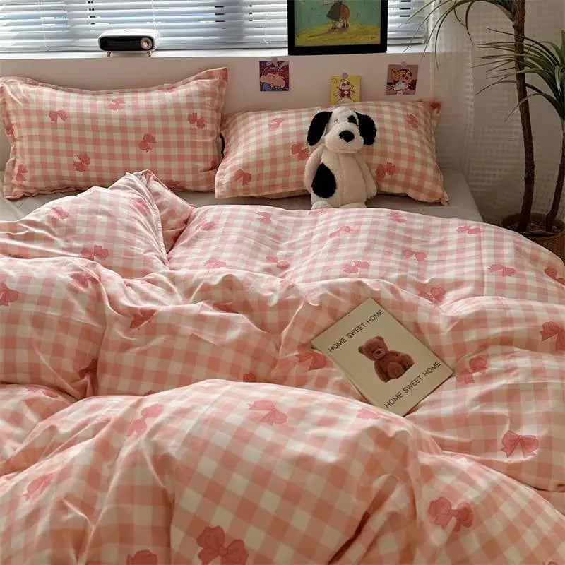 Ins Nordic Duvet Cover Set Summer New Twin Queen Size Kids Adult Flat Sheet Pillowcase No Filler Fashion Bed Linens