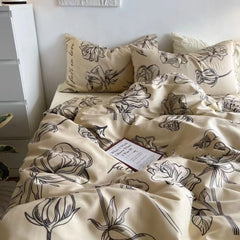 Ins Style Bedding Set Fashion Boys Girls Single Queen Size Duvet Cover Flat Sheet Pillowcase Bed Linen Kids Adult Home Textile