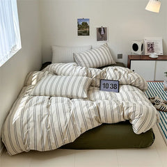 Cotton Japanese Duvet Cover Fitted Flat Sheet Pillowcase Set No Filling Single Double King Size Ins Style Bedding Kit