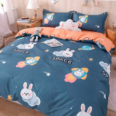 Kuup 3-4pcs Cartoon Bedding Set Duvet Cover Set Soft Bedding Printing Bed Linen Queen Size Bedding Set Fashion Design For Girl