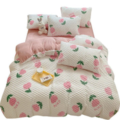 New Milk Velvet Bedding Set Thickened Bean Velvet Warm Four Piece Sets Quilt Cover Bed Linen Pillowcase Queen King Bedroom Decor