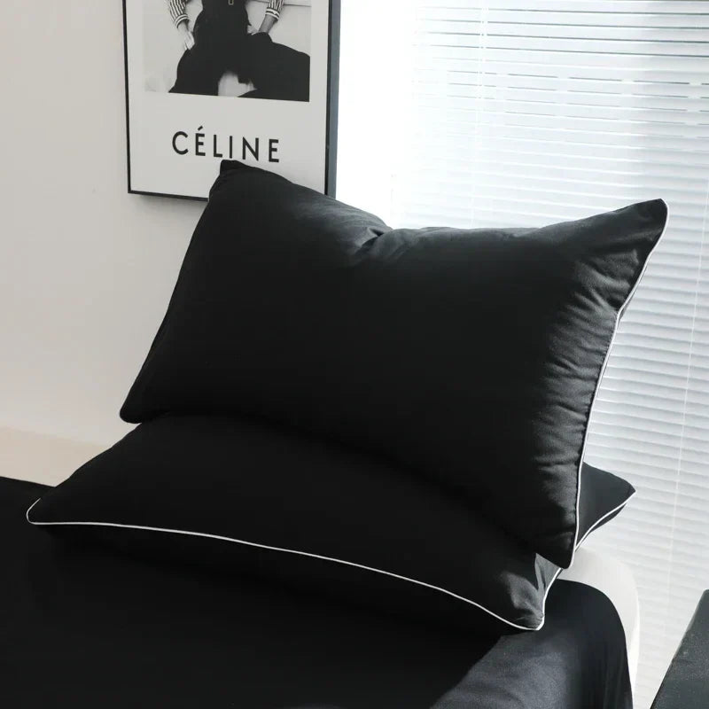 Black Color Bedding Set For Adults Simple Style Double Bed Sheet Sets Single/Queen/king Bed Cover Full Set Plain Bedding