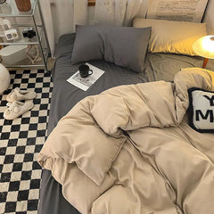Solid Pink Fashion Style Bedding Set Twin Full Queen Size Duvet Cover Set Adults Kids Simple Korean Bed Flat Sheet Pillowcases