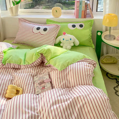 Cute Eyes Duvet Cover Set No Filler Queen Single Szie Soft Pillowcases Flat Sheet Boys Girls Gift Home Decoration Bed Linens