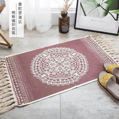 Retro Bohemia Hand Woven Cotton Linen Carpet Tassel Rug Floor Mat Tapestry Decorative Blanket Home Decor