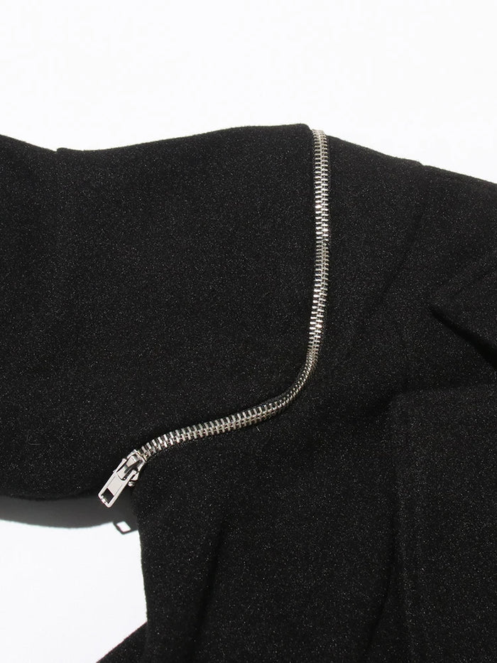 Zipper Splicing Deconstructed Irregular Suit Jacket
