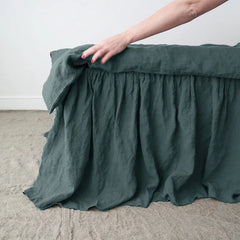 100% Pure Linen Bed Skirt Natural Flax Single/Queen/King Size Bed Sheet Ruffles Non-slip Fitted Sheet Cover Bedspread