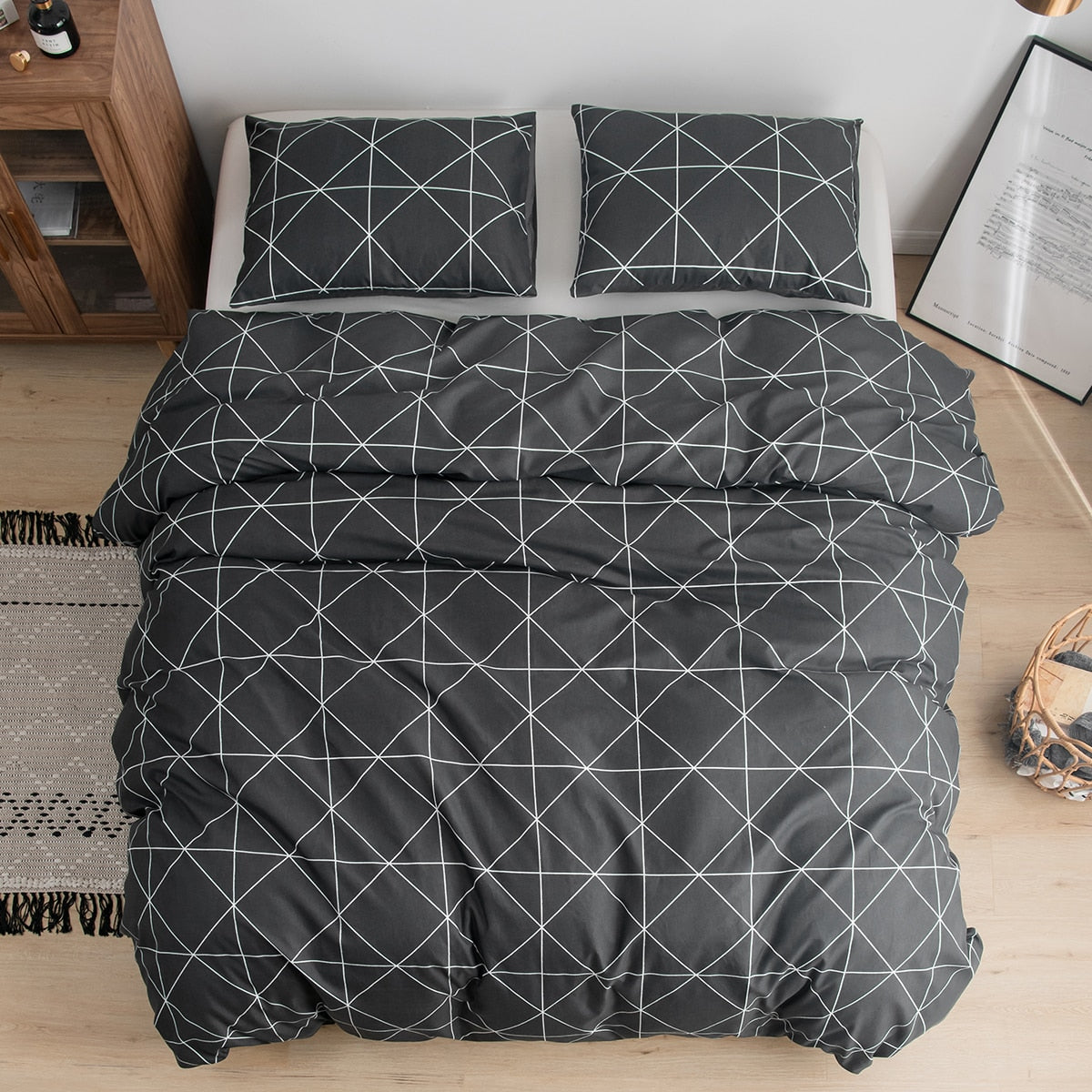 All Season Nordic Fashion Flat Sheet Set and Bedding Quilt Duvet Cover and Pillowcase for Home Decor Twin Queen King Size