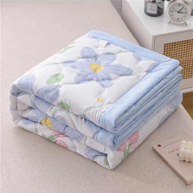 Daisy Print Spring Summer Quilt Queen Mechanical Wash Comfortable Comforter Single Double Blanket Quilts for Children Adults
