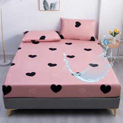 Pure Black Waterproof Fitted Sheet Home Bed Cover Sabana Summer Spring Winter Mattress Covers With Elastic (no pillowcase)