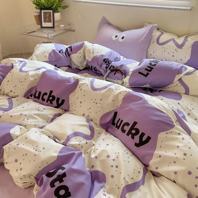 Romantic Bedding Set Floral Ins Style Duvet Cover Flat Sheet with Pillowcases Single Queen Full Size Boys Girls Korean Bed Linen