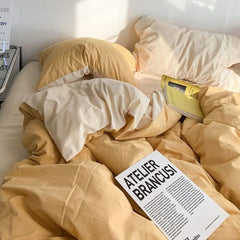 Solid Pink Fashion Style Bedding Set Twin Full Queen Size Duvet Cover Set Adults Kids Simple Korean Bed Flat Sheet Pillowcases