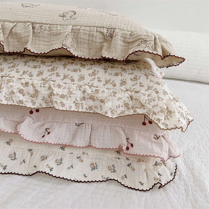 Baby Pillowcase Floral Print Cotton Muslin Newborn Pillow Case Pillow Cover for Baby 30x50cm 48x74cm