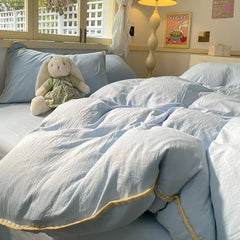 Ins Nordic Duvet Cover Set Quilt Set Minimalist Style Grey Strip Bed Set Of Four Pieces, Home Luxury Bedding Set Bed Sheets