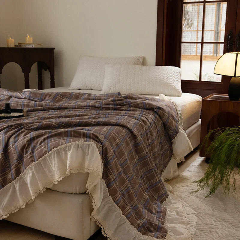 100% Cotton Princess Summer Quilt Korean Cool Quilt Bare Sleeping Skin-Friendly For Women Summer Bedding Air-Conditioned